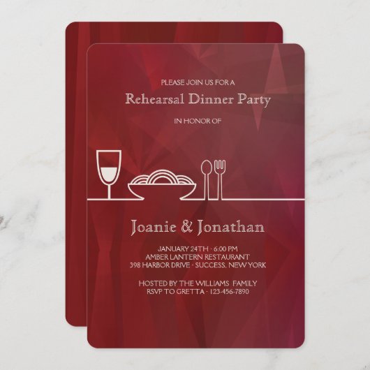 Abendessen Party Einladung (Vorne/Hinten)