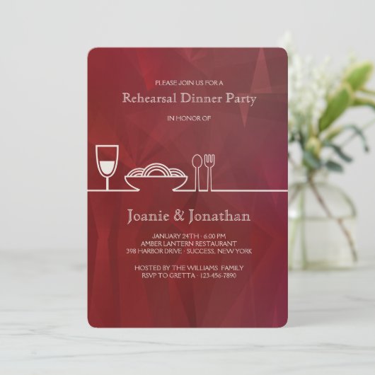 Abendessen Party Einladung (Stehend Vorderseite)