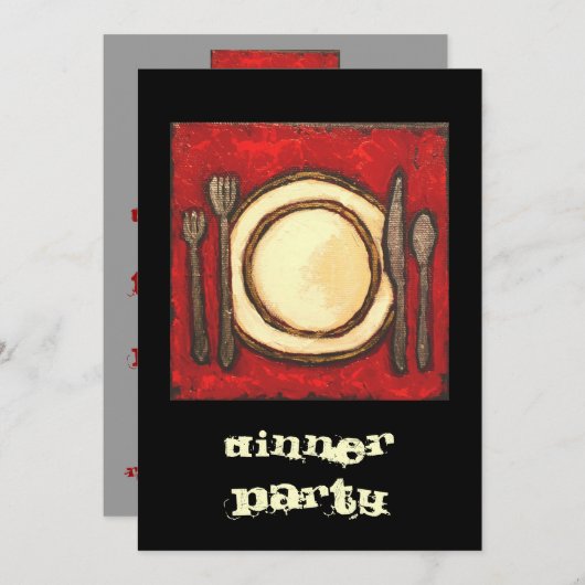 Abendessen Party Einladung (Vorne/Hinten)