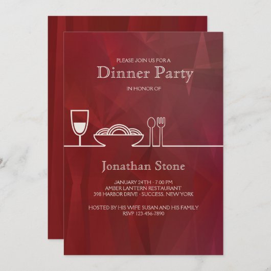 Abendessen Party Einladung (Vorne/Hinten)