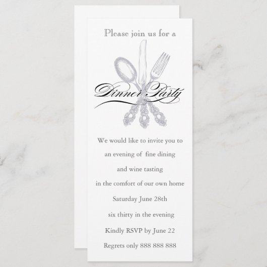 Abendessen Party Einladung (Vorne/Hinten)