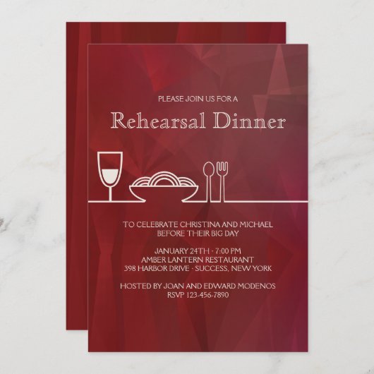 Abendessen Party Einladung (Vorne/Hinten)