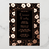 Abendessen Party Einladung Botanisches Schwarzes R (Vorderseite)