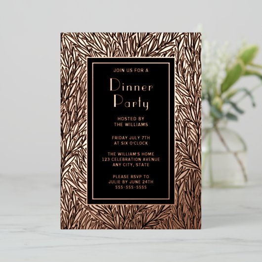 Abendessen Party Einladung Botanisches Schwarzes R (Stehend vorne)