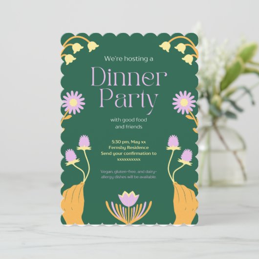 Abendessen Party Einladung Elite (Stehend Vorderseite)