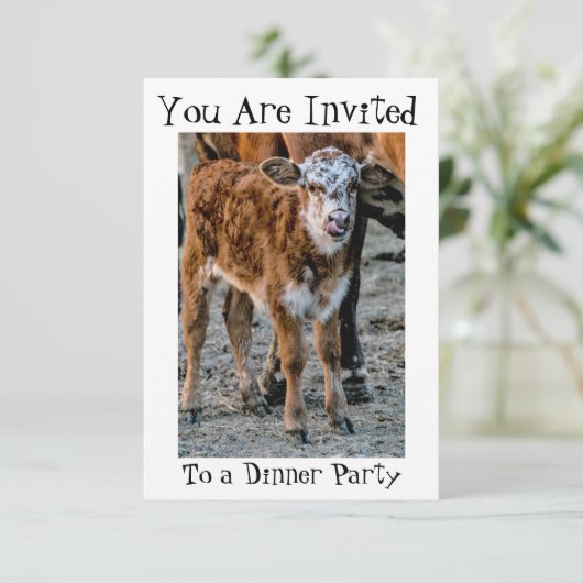 Abendessen-Party Einladung ~ lustiges ~ humorvoll (Stehend Vorderseite)