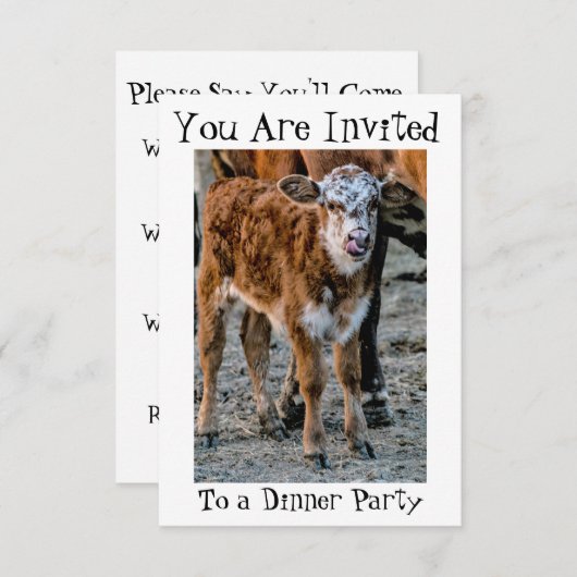 Abendessen-Party Einladung ~ lustiges ~ humorvoll (Vorne/Hinten)