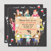 Abendessen Party Einladung mit Tisch und Freunden (Vorne/Hinten)