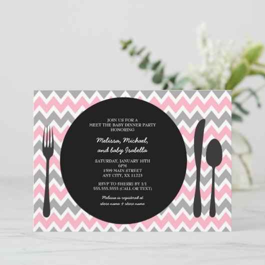 Abendessen Party Einladung / Treffen Sie Mädchen D (Stehend Vorderseite)