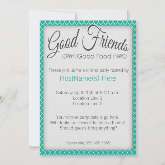 Abendessen Party Einladungen im Emerald (Vorderseite)