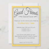 Abendessen-Party Einladungen im Gelb (Vorderseite)