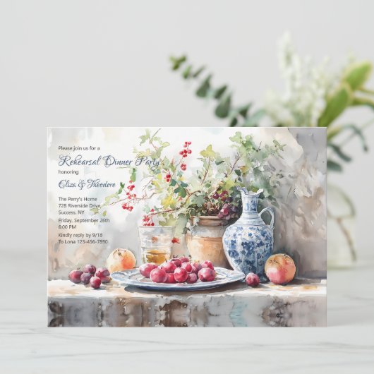 Abendessen Party Elegante Einladung (Stehend Vorderseite)