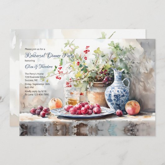 Abendessen Party Elegante Einladung (Vorne/Hinten)