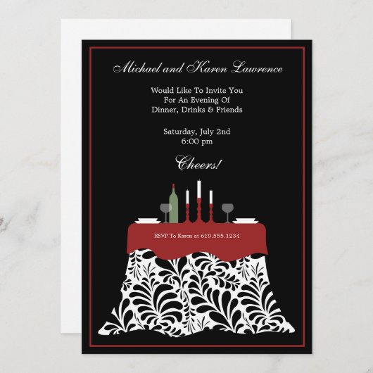 Abendessen Party Feier Einladung (Vorne/Hinten)