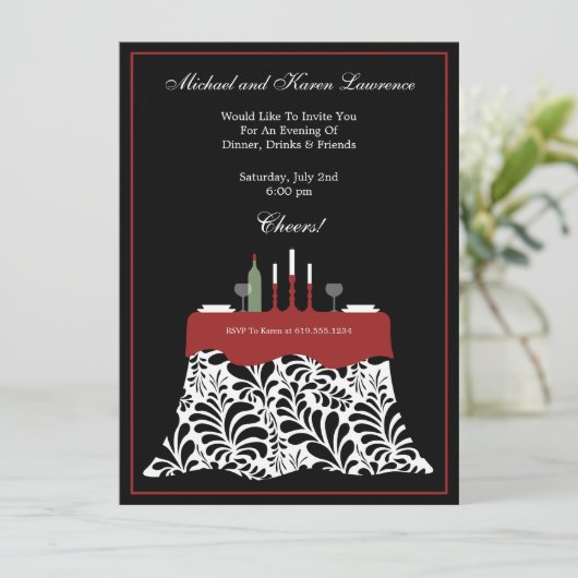 Abendessen Party Feier Einladung (Stehend Vorderseite)