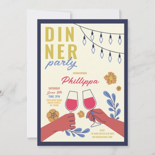 Abendessen Party Freunde Geburtstag Weinverkostung Einladung (Vorderseite)