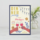 Abendessen Party Freunde Geburtstag Weinverkostung Einladung (Stehend Vorderseite)