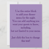 Abendessen-Party Initations Einladung (Rückseite)