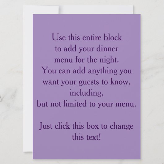 Abendessen-Party Initations Einladung (Rückseite)