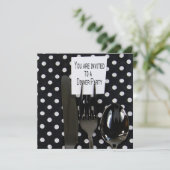 Abendessen Party laden zu schwarzen Silberwaren ei Einladung (Stehend Vorderseite)