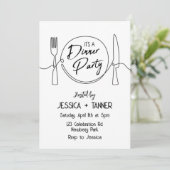 Abendessen, Party, Minimalistisches Party, Abendes Einladung (Stehend Vorderseite)