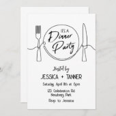 Abendessen, Party, Minimalistisches Party, Abendes Einladung (Vorne/Hinten)