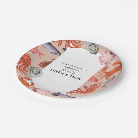 Abendessen-Party-Papierplatte Meeresfrüchte-Thema Pappteller (Schrägansicht)