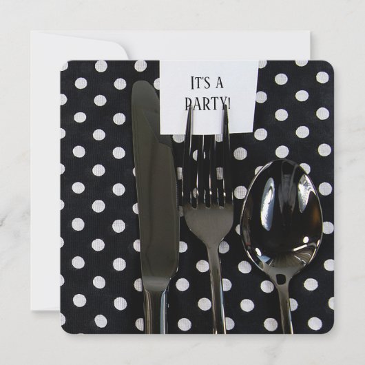 Abendessen Party Polka Dot laden Einladung (Vorderseite)