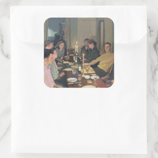 Abendessen Party Quadratischer Aufkleber (Tasche)