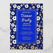 Abendessen Party Retro Spaß Blume Feiern Folieneinladung (Vorderseite)