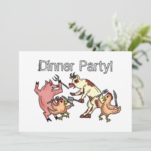 Abendessen Party Spaß Einladung (Stehend Vorderseite)