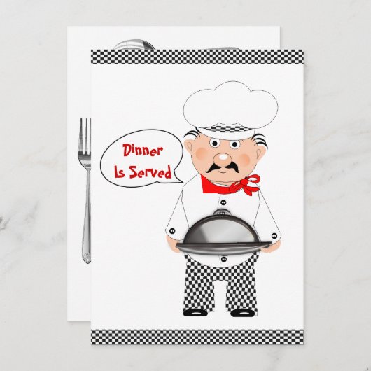 Abendessen Party Spaß Koch informell Einladung (Vorne/Hinten)