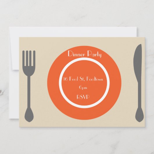 Abendessen Plate Modernes Party Einladung (Vorderseite)