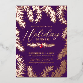 Abendessen Rote Beere Weihnachten lila Folien Feiertagskarte