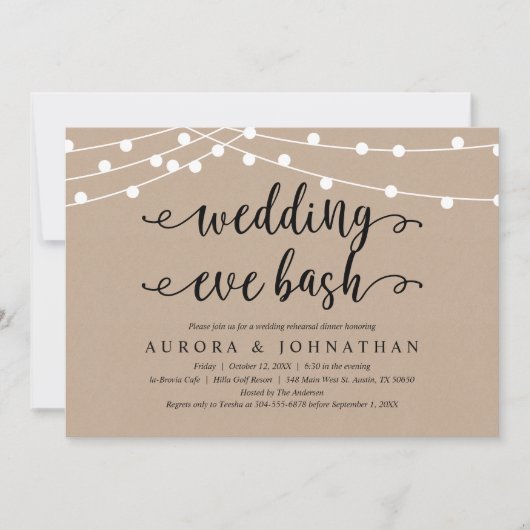 Abendessen, rustikale Kraft Probe Dinner Einladung (Vorderseite)
