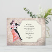 Abendessen & Tanz Party Vintage Einladung (Stehend Vorderseite)