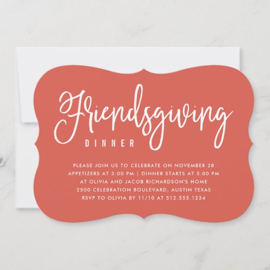 Abendessen| Terra Cotta Herbstleder Einladung (Vorderseite)