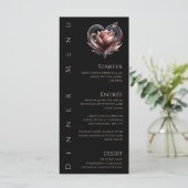Abendessen und Bar Menu-Blush Rose mit Herz Menükarte (Stehend Vorderseite)