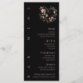 Abendessen und Bar Menu-Rose Gold Blume mit einem  Menükarte (Rückseite)