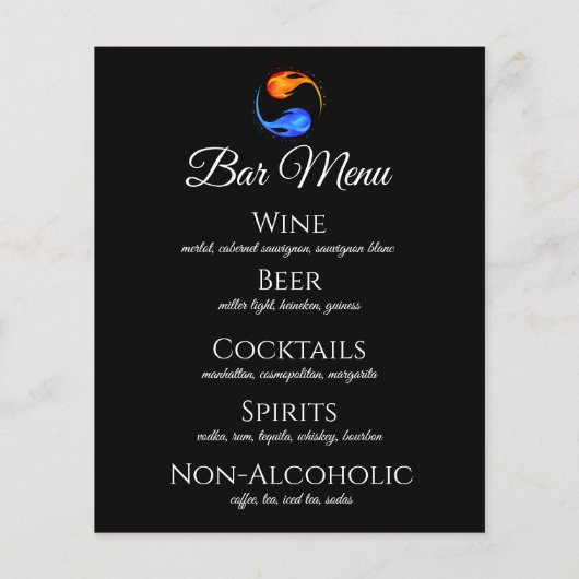 Abendessen und Bar Menu-Twin Flame Hochzeit Thema- (Rückseite)