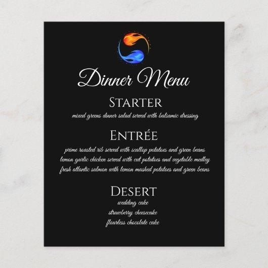 Abendessen und Bar Menu-Twin Flame Hochzeit Thema- (Vorderseite)