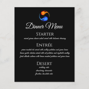 Abendessen und Bar Menu-Twin Flame Hochzeit Thema-