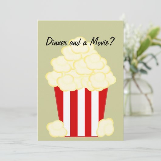 Abendessen und ein Film Hot Buttered Popcorn Einla Einladung (Stehend Vorderseite)