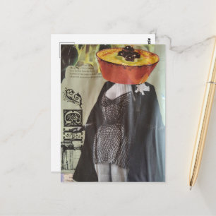 Abendessen von 1972 Mode-Lady Surrealer Collage Postkarte