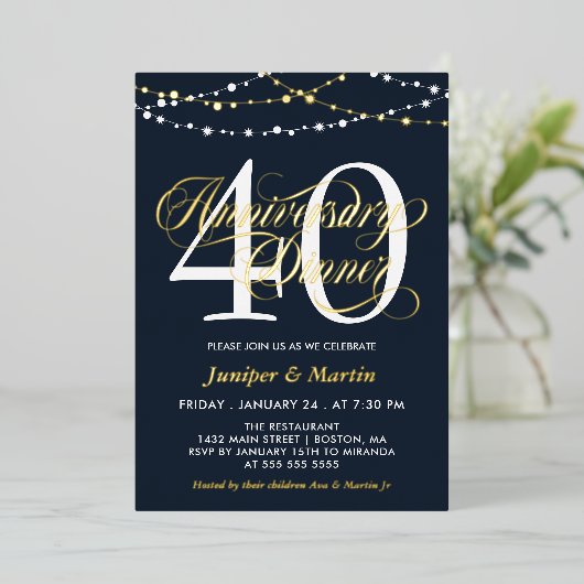 Abendessen zum 40. Hochzeitstag Folieneinladung (Stehend vorne)