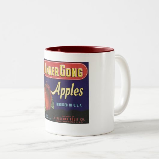 Abendessenklingel-Apfel-Tasse Zweifarbige Tasse (VorderseiteRechts)