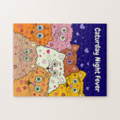 Abendfieber, Niedlicher Cartoon Katzen Puzzle (Horizontal)