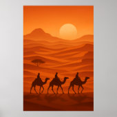 "Abendkarawane | Wüsten-Silhouette-Wandkunst Poster (Vorne)