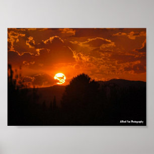 Abendlandschaft bei Sonnenuntergang Poster