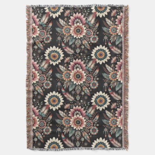 Abendliche Boho-Blüten Decke (Vorderseite Vertikal)